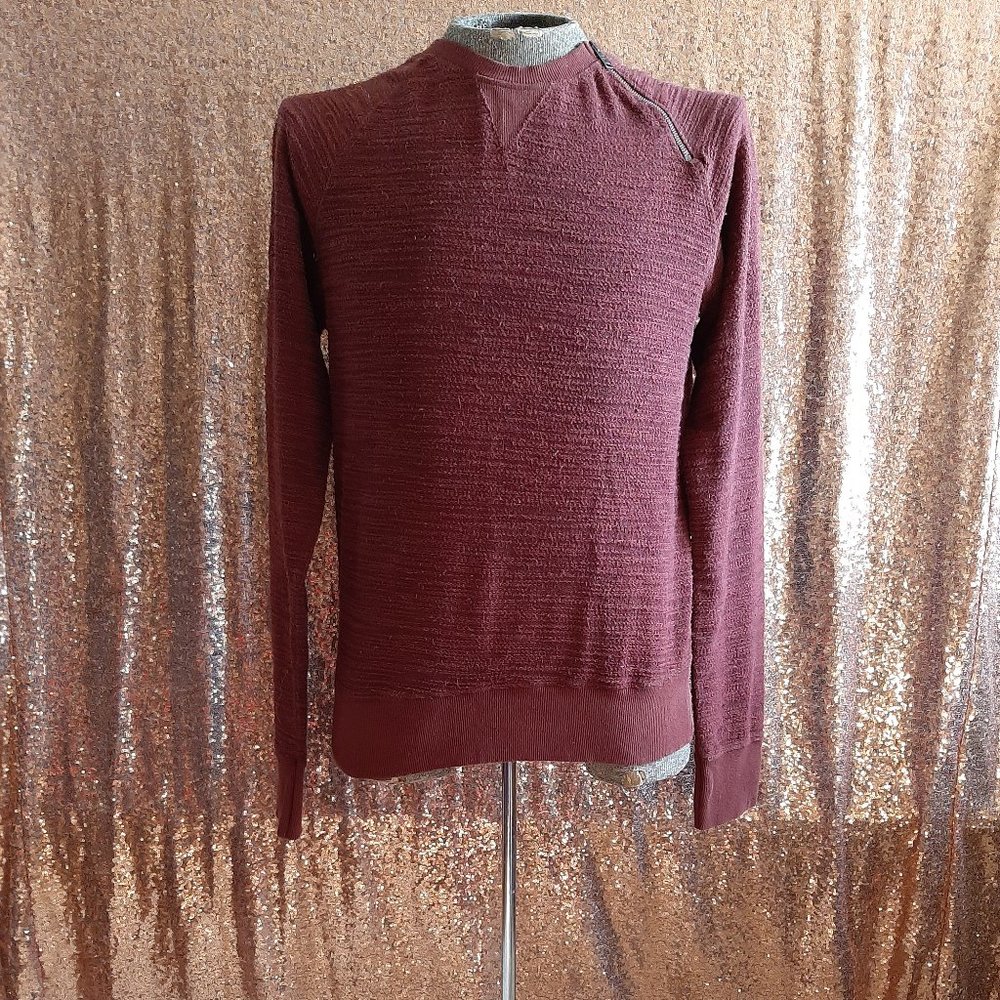 Rogue State men's burgundy long sleeve neck side-zip sweatshirt Size: S